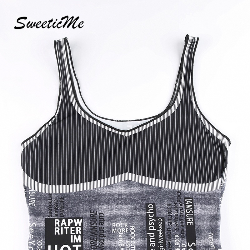 Áo Tank Top Màu Sắc Tương Phản In Họa Tiết Thời Trang SweeticMe   Cho Nữ