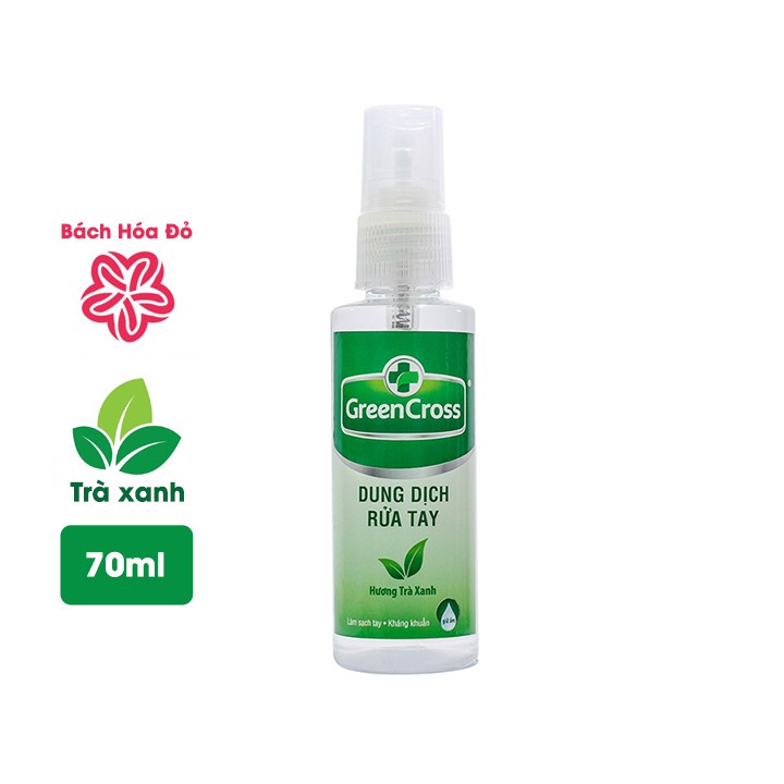 Xịt rửa tay diệt khuẩn GreenCross Hương Trà Xanh (Xanh lá) 70ml