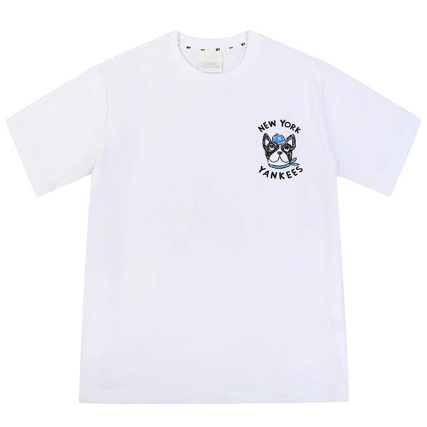Áo MLB logo chó Bull trắng, hồng 31tsc2031, bill hàn