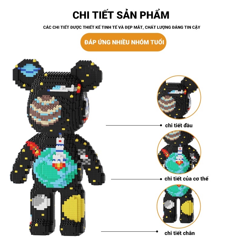 Đồ chơi xếp hình lắp ráp nanoblock mô hình gấu bearbrick quà lưu niệm trang trí decor cá tính