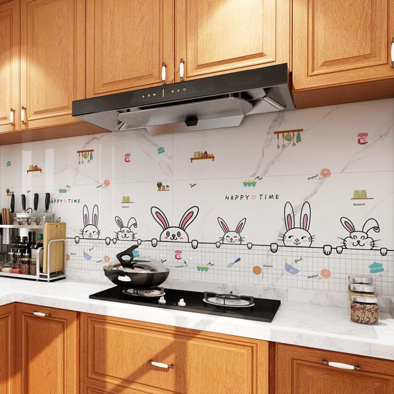 Decal Dán Bếp Mẫu Hoạt Hình Khổ 60cm - Miếng Giấy Dán Tường Nhà Bếp Cách Nhiệt Chống Dầu Mỡ, Chống Thấm