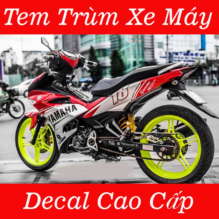 Tem Trùm Xe Exciter 150 Trắng Đỏ