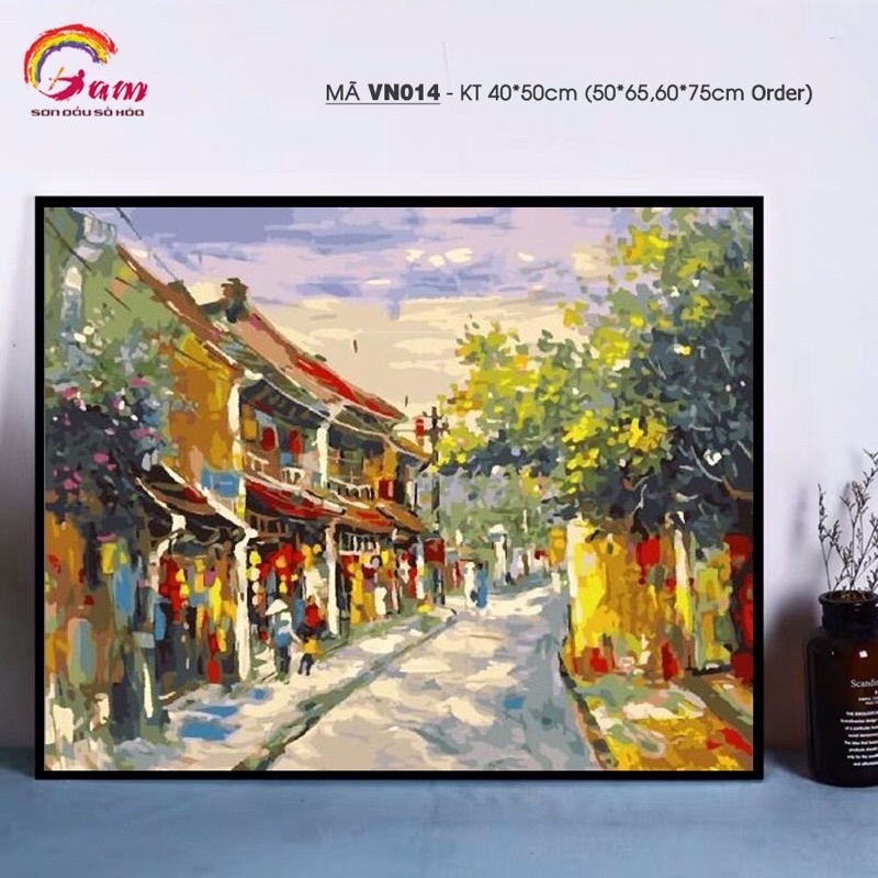 Tranh tô màu theo số sơn dầu số hóa Gam Tranh phong cảnh Việt Nam Phố cổ Hội  An mã VN014 | Shopee Việt Nam