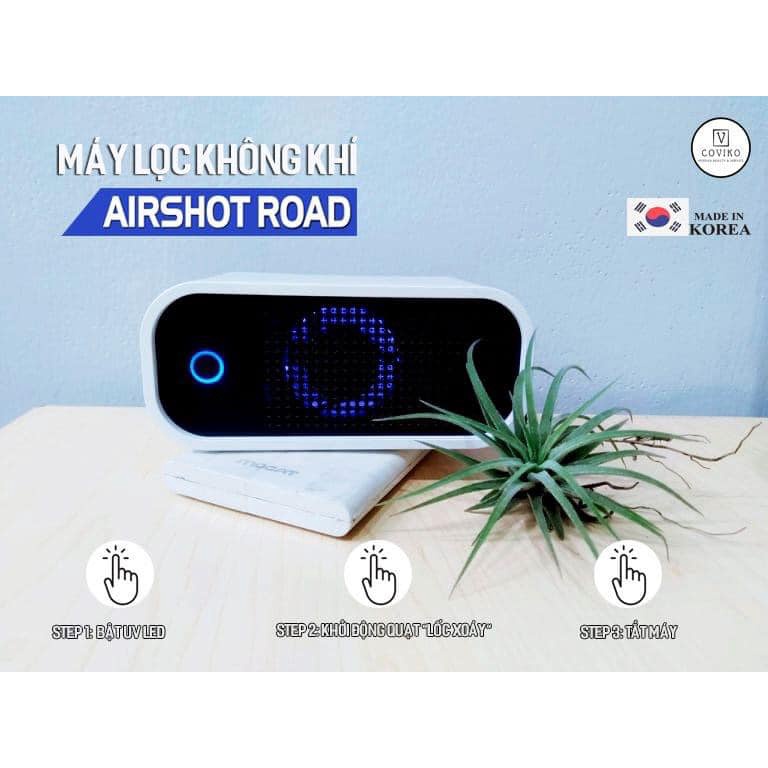Máy lọc không khí ô tô AIRSHOT ROAD chính hãng Hàn Quốc, khử mùi hiệu quả sạch bụi mịn kháng khuẩn
