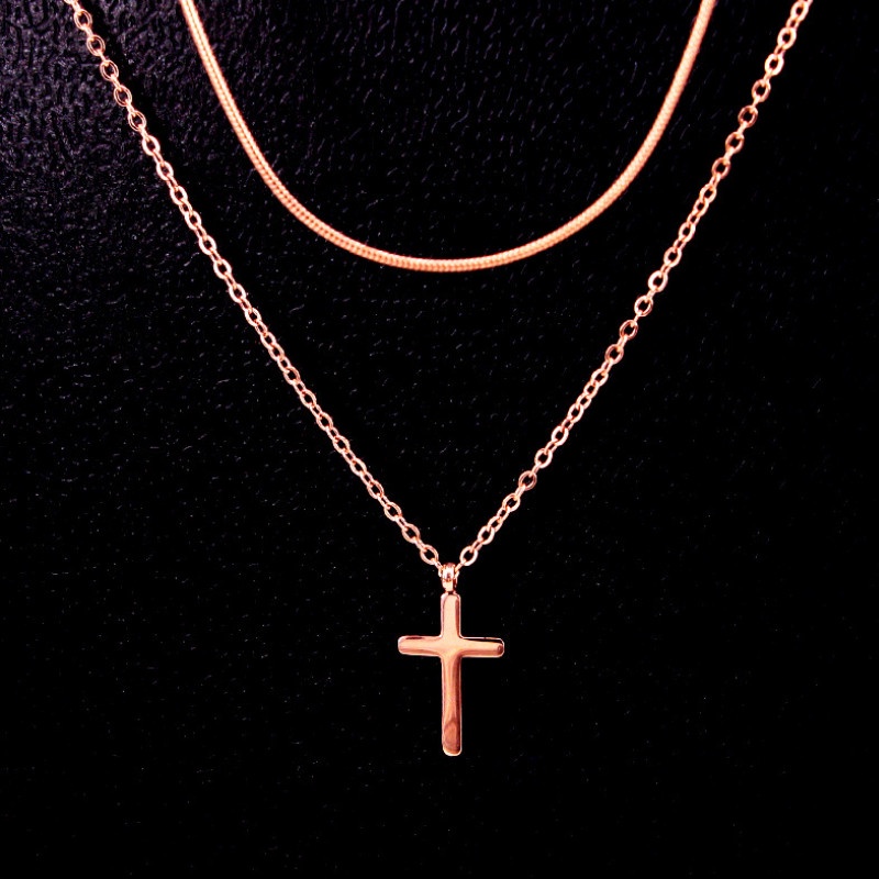 Dây Chuyền 2 Tầng Thánh Giá Titan Ko Han Rỉ TT 3817