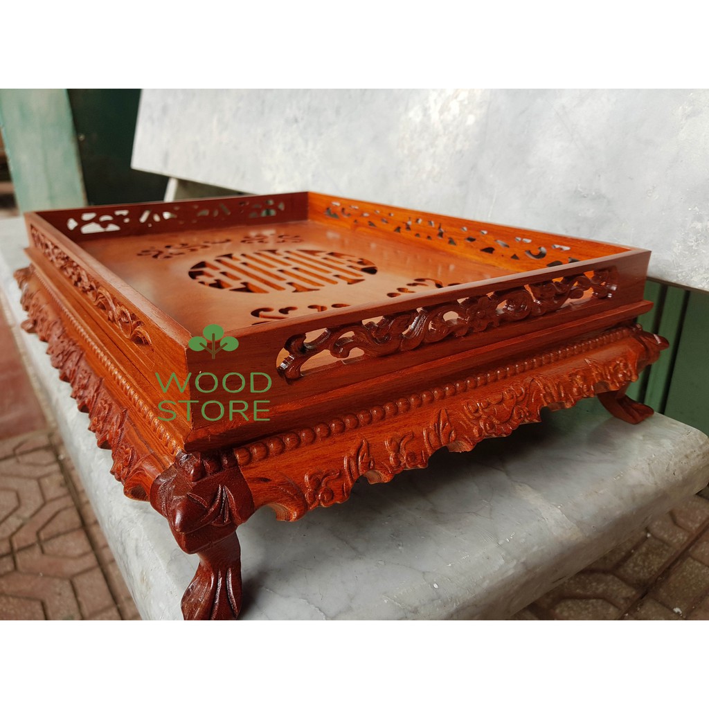 Khay trà rồng chầu-khay trà chân quỳ gỗ hương,bàn trà gỗ 2 cỡ khay 38x26 và 45x35