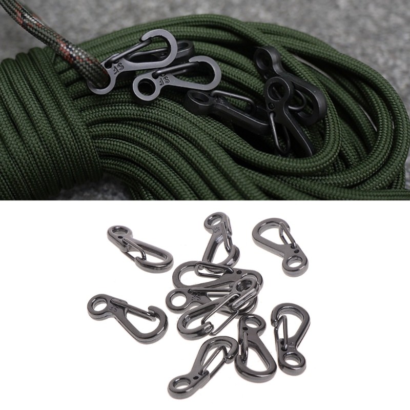 10PCS Mini SF Carabiner Key Ring Survival Tactical Gear Keychain Spring Hook