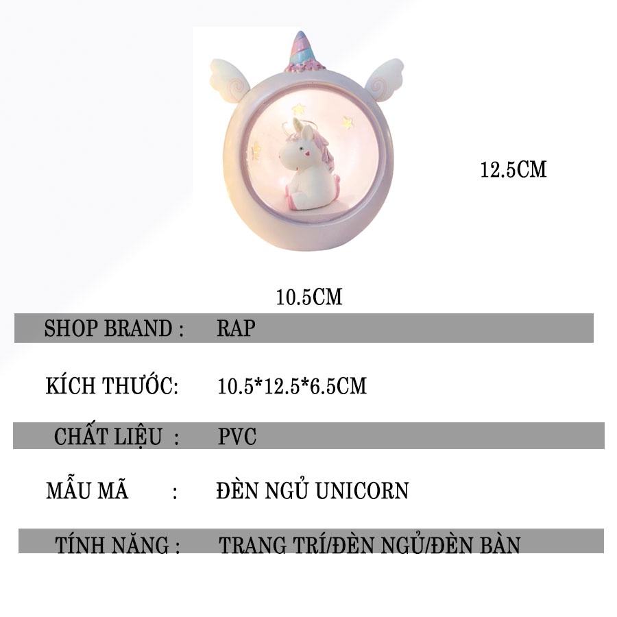 Đèn ngủ Unicorn Kì Lân nhiều màu sắc biểu cảm dễ thương cute trang trí bàn học, phòng ngủ, dùng làm quà tặng- Ráp
