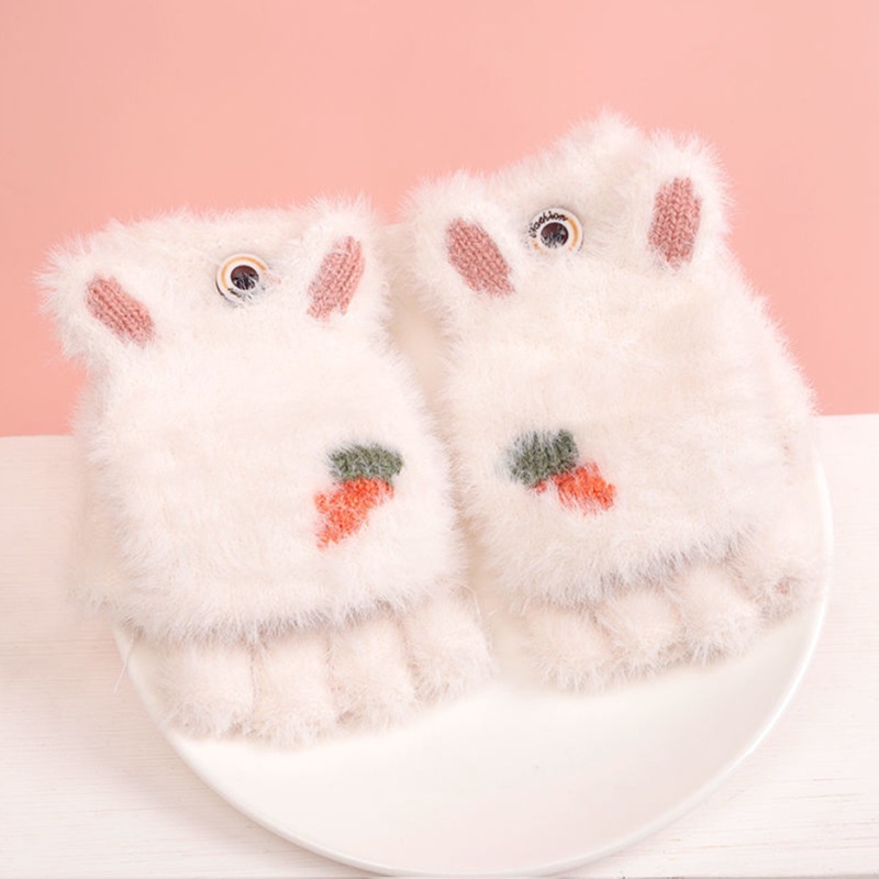 Găng Tay Hở Ngón Lông Nhung Mềm Mại Giữ Ấm Cho Bé