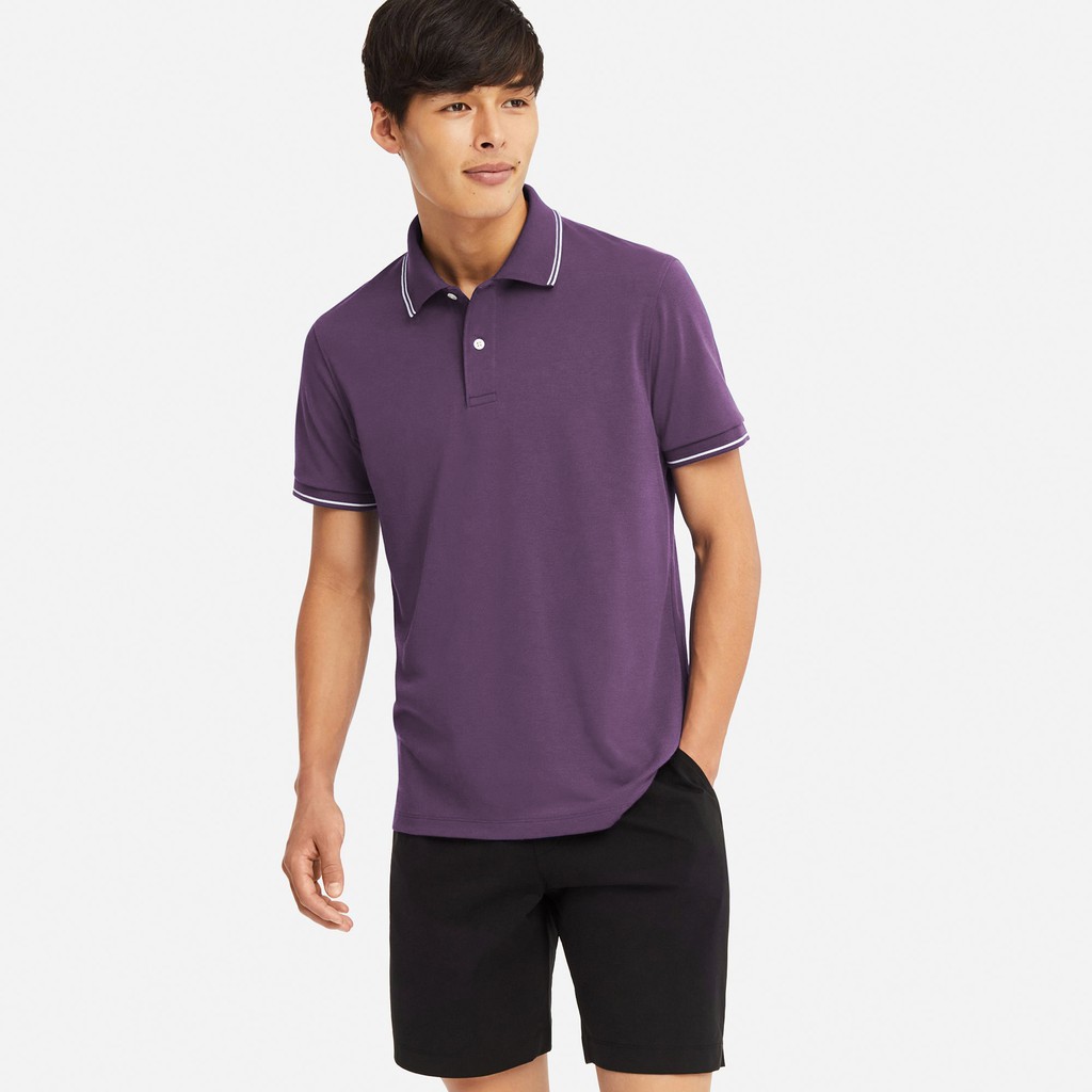 Áo Thun Nam Cotton Polo GU by Uni Sọc Cổ Và Tay Màu Tím Chính Hãng 100% - GU Shop