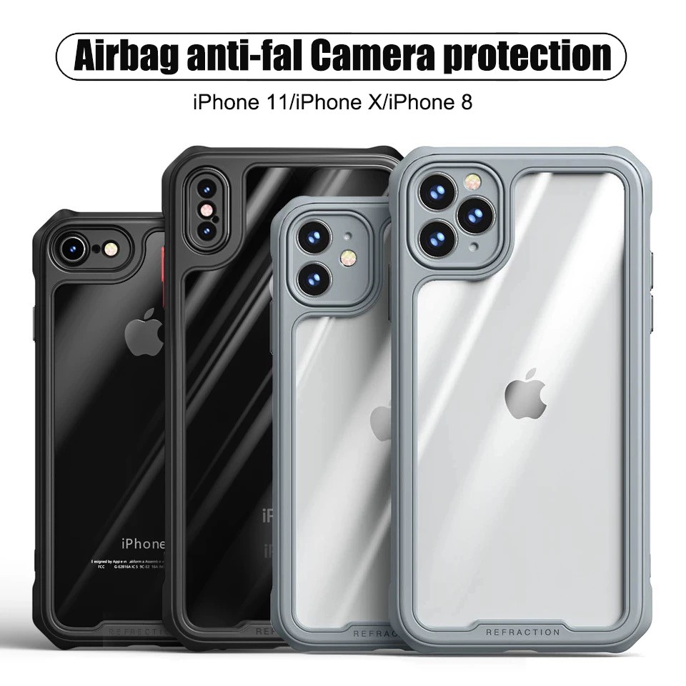 Ốp điện thoại silicon acrylic trong suốt có túi khí bảo vệ camera cho iPhone 11 Pro Max Xs XR SE2 7 8 Plus