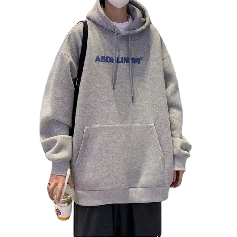 Áo hoodie dáng rộng in chữ phong cách Hàn Quốc thời trang mùa đông cỡ M-5XL cho nam