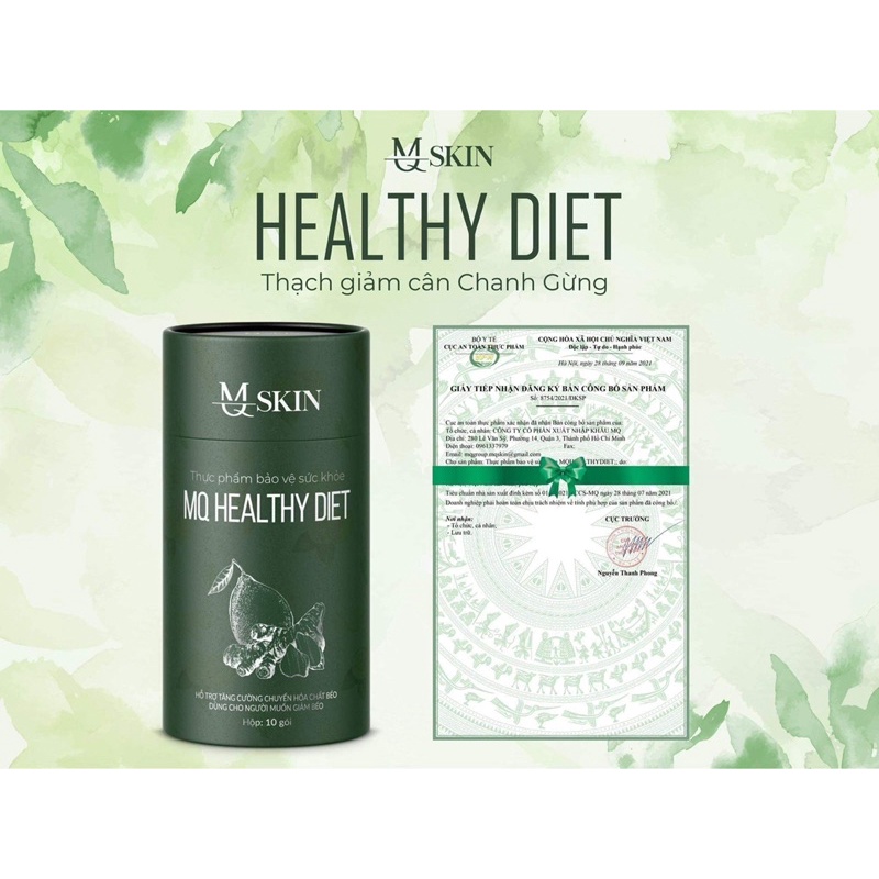 Thạch Giảm Cân MQSKIN CHANH GỪNG MQ HEALTHY DIET Tặng Viên Detox Diet Chew Loại Bỏ Mỡ Thừa Hộp 10 gói
