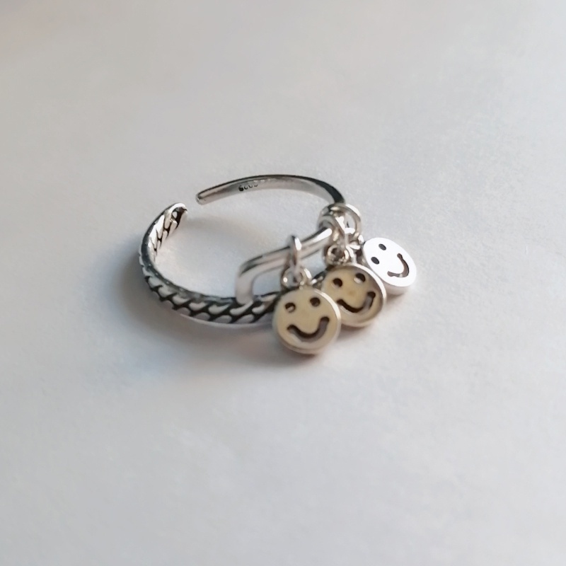 Nhẫn Hở Hình Mặt Cười Phong Cách Hip Hop Đơn Giản Thời Trang