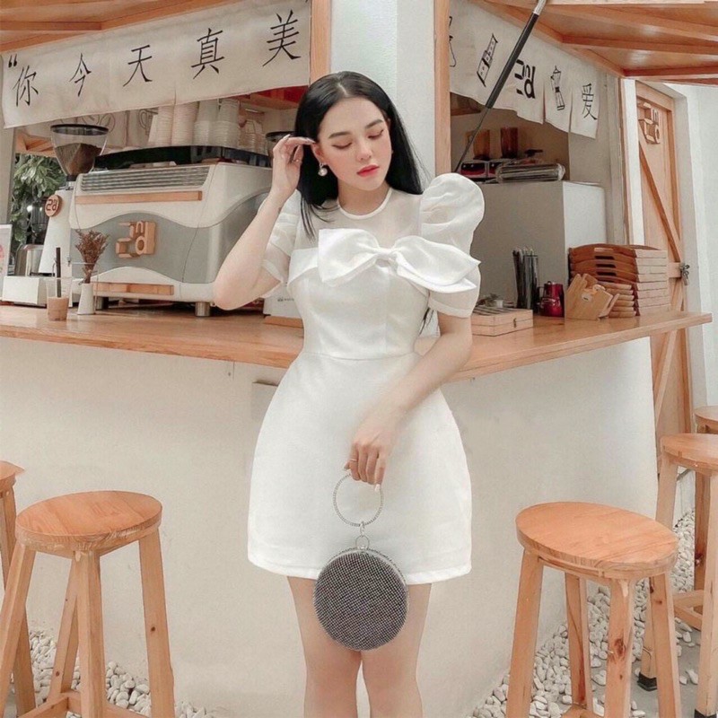 Đầm voan phối nơ