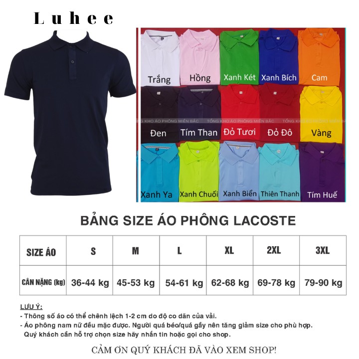 Áo phông Trơn Nam Nữ - Áo thun POLO màu TÍM THAN ngắn tay có cổ, Vải LACOSTE Cá Sấu 4 chiều CAO CẤP, IN ẤN theo yêu cầu