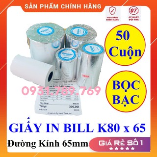 Giấy In Bill k80x65 Thùng 50 Cuộn ( Cao 80mm đường Kính 65mm)