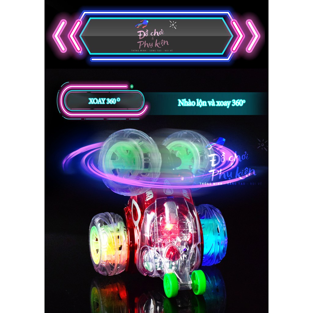 Đồ chơi điều khiển Ô tô nhào lộn xoay 360 độ có đèn và nhạc cao cấp