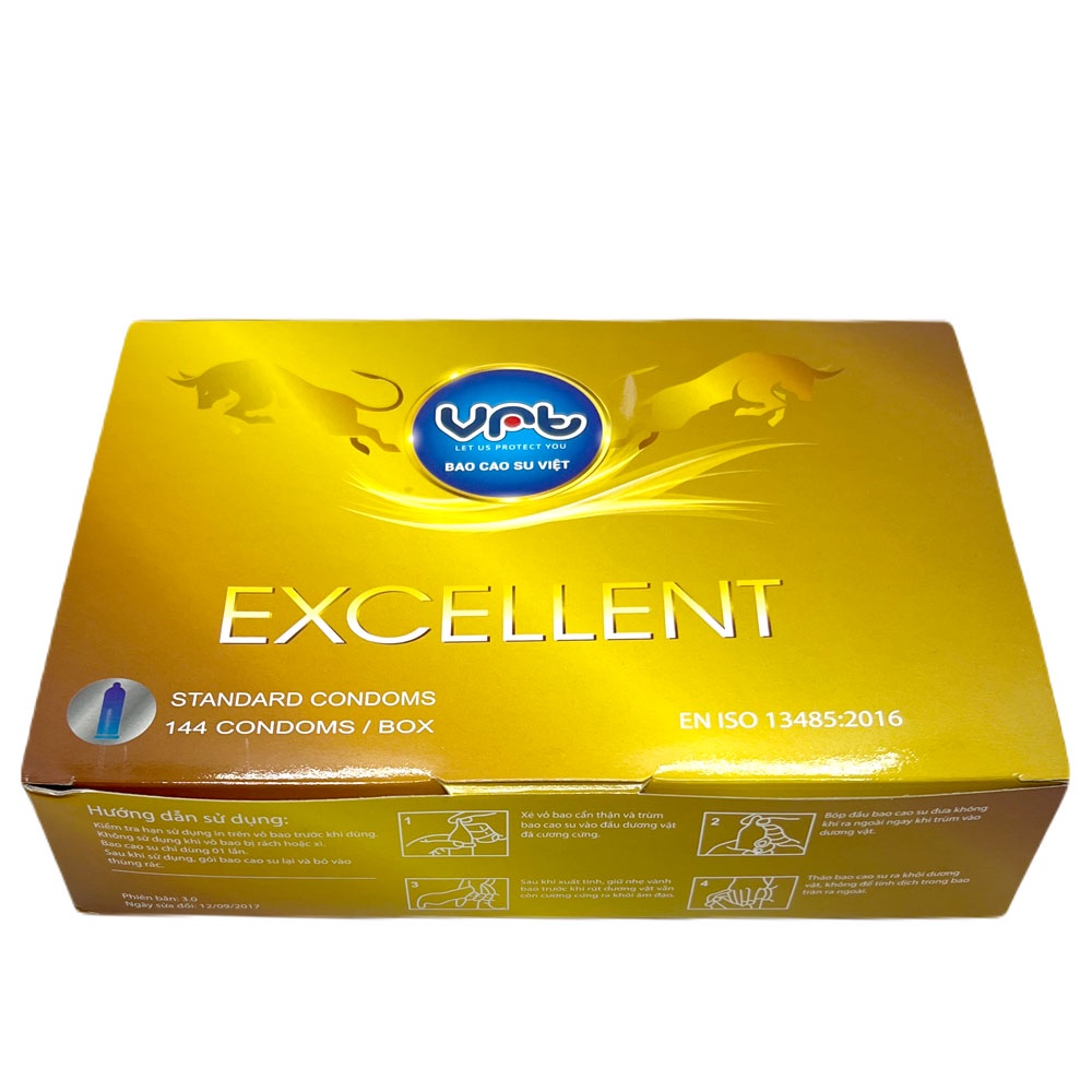 Bao cao su gia đình Vrt Excellent hộp 144 chiếc tiêu chuẩn Đức giá rẻ tiết kiệm