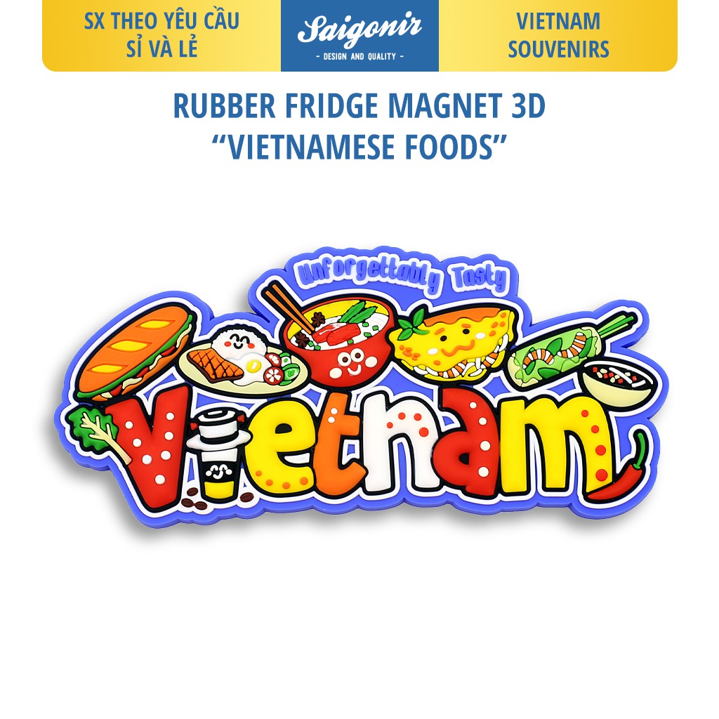 Sỉ và Lẻ Nam châm Tủ Lạnh Chất Liệu Nhựa Dẻo Saigonir - Hình Ảnh Món Ăn Việt Nam - Quà lưu niệm Việt Nam