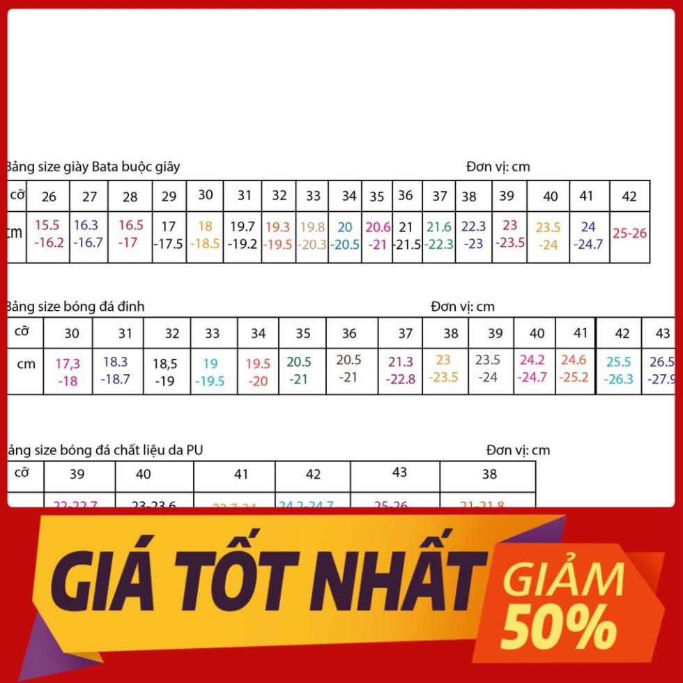 Giày bóng đá da - shop thảo mộc hoa-giày form nhỏ lưu ý chọn tăng size, xem bảng size của shop !