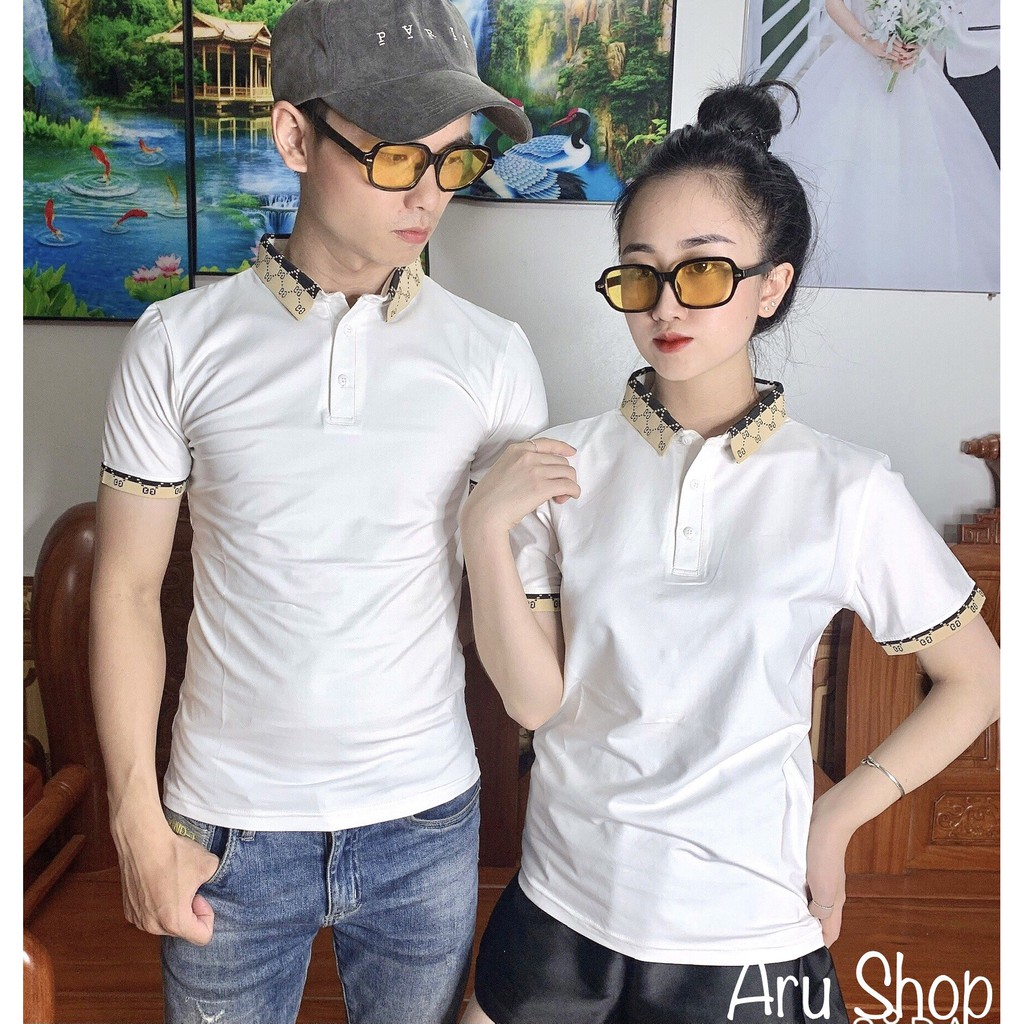 Áo polo đôi nam nữ chất cotton 100% Aru Shop - Bán Hàng Có Tâm