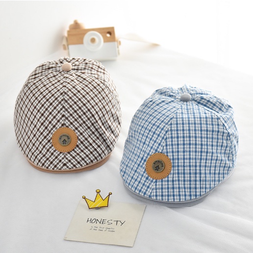 Mũ Beret Kẻ Tag Tròn Thiết Kế Xinh Xắn Hợp Thời Trang Dành Cho Bé