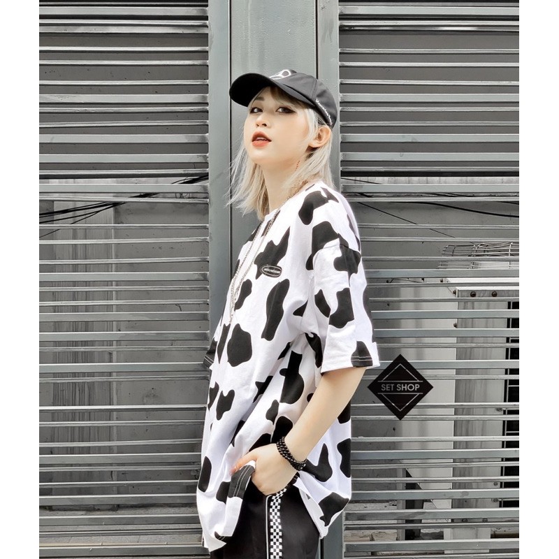 [Rẻ Vô Địch] Áo thun cotton tay lỡ Unisex -- ÁO Loang Bò Sữa LOGO TAY LỠ Dáng Dài --Bống Store | BigBuy360 - bigbuy360.vn