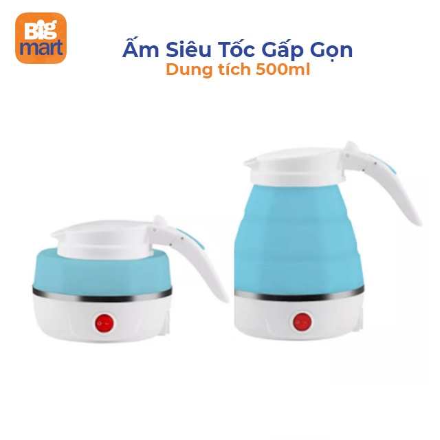 Ấm siêu tốc gấp gọn công suất 600W dung tích 500mL , tiện lợi khi mang đi du lịch.