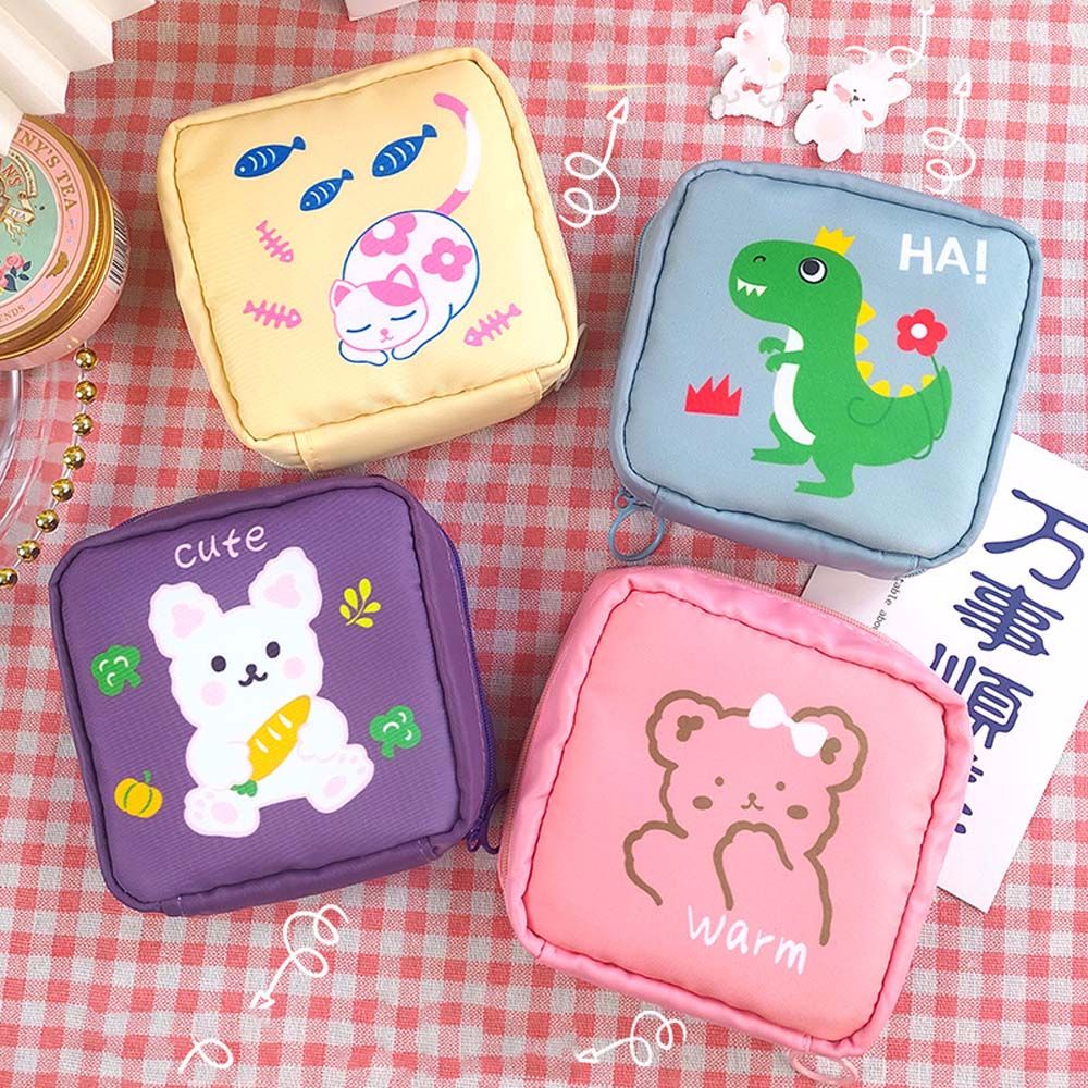 Túi đựng giấy vệ sinh/mỹ phẩm/son môi họa tiết hoạt hình mini nhiều màu sắc dễ thương mang theo khi du lịch