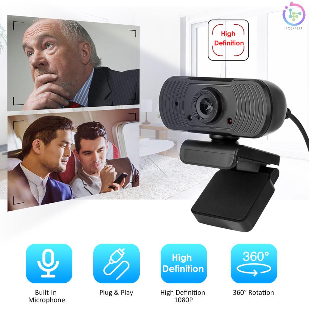 USB Webcam High Definition 1080P Web Camera Built-in Microphone with Clip-on Base USB2.0 Web Cam for Laptop Computer PC Plug and Play