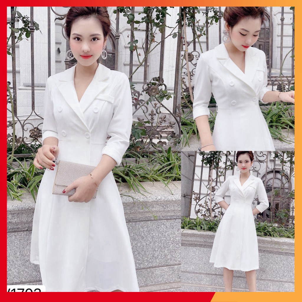 Váy vest trắng kèm đai V1703 - DVC Dolce Viva Colection Authentic ( Ảnh mẫu và ảnh trải sàn do shop tự chụp )