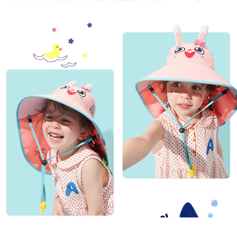 Mũ Tai Bèo Vành Rộng Chống Tia UV In Họa Tiết Hoạt Hình Dễ Thương Thời Trang Mùa Hè Cho Bé