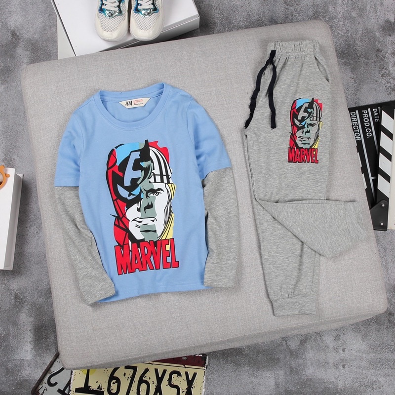 Bộ dài tay bé trai nối cotton mềm 2-7(10-24kg)