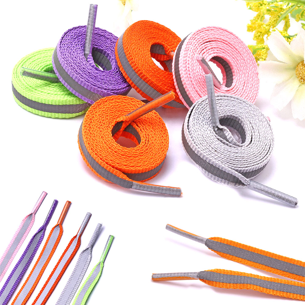 Cặp Dây Giày Phản Quang Màu Trơn Thời Trang 8mm