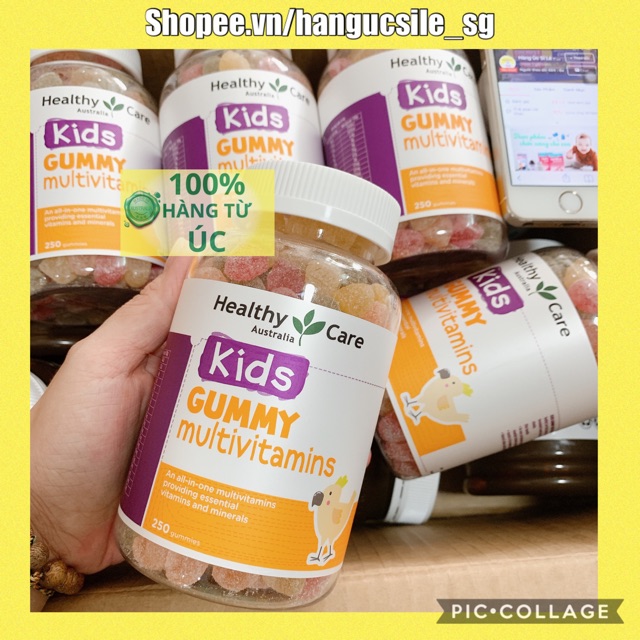 Kẹo Gum cho bé biếng ăn, Kids Gummy Multivitamin Healthy Care Úc