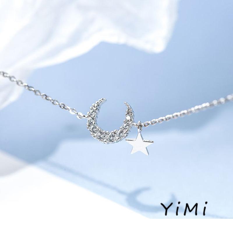 Vòng đeo tay mặt hình ngôi sao/mặt trăng dễ thương phong cách Hàn Quốc cho nữ