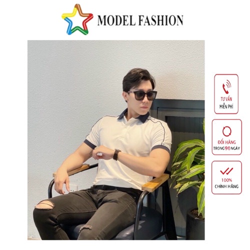 Áo thun polo nam nữ tay ngắn họa tiết viền vai hàn Model Fashion