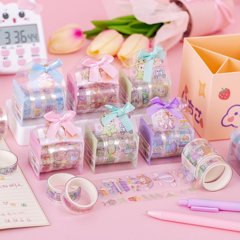 ❤Hàng Có Sẵn❤Cuộn Băng Keo Trong Suốt Họa Tiết Hoạt Hình Sáng Tạo Trang Trí Sổ Tay