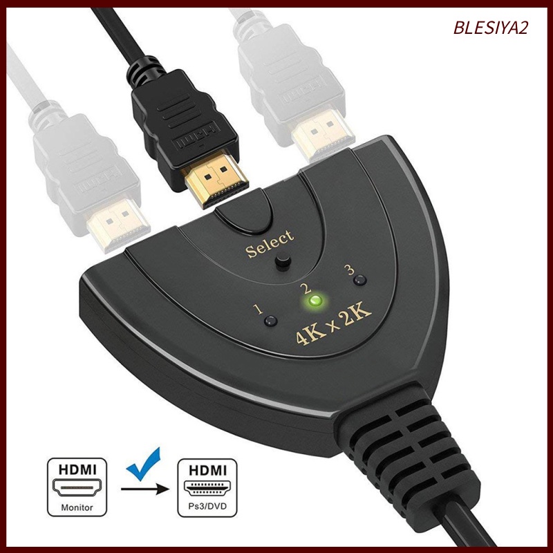 [BLESIYA2]HDMI Splitter 4Kx2K Switcher Splitter 3 in 1 Ports 4K HDMI Remote Switch