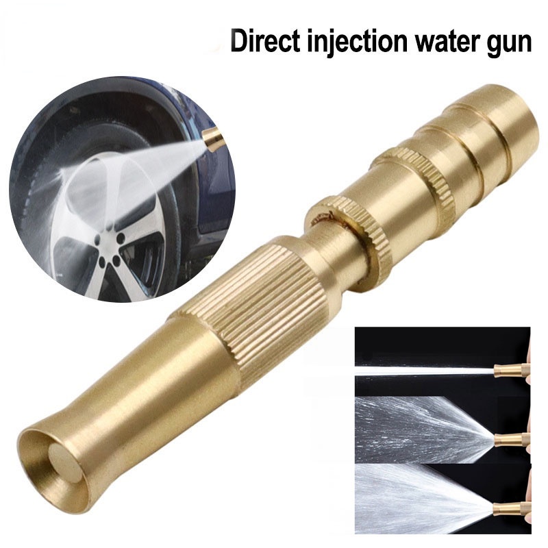 Đầu vòi xịt tăng áp lực nước mini, Vòi xịt nước tăng áp đa năng bằng đồng tưới cây rửa xe tặng kèm kèm đai siết ống