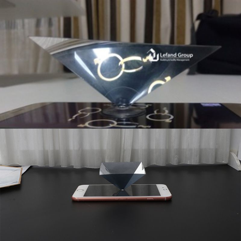 Máy Chiếu Hình Kim Tự Tháp 3D Hologram Thông Minh Xoay 360 Độ Kèm Vải