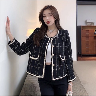 Áo khoác dạ tweed cúc ngọc hàng đẹp - Áo khoác dạ phong cách tiểu thư sang chảnh