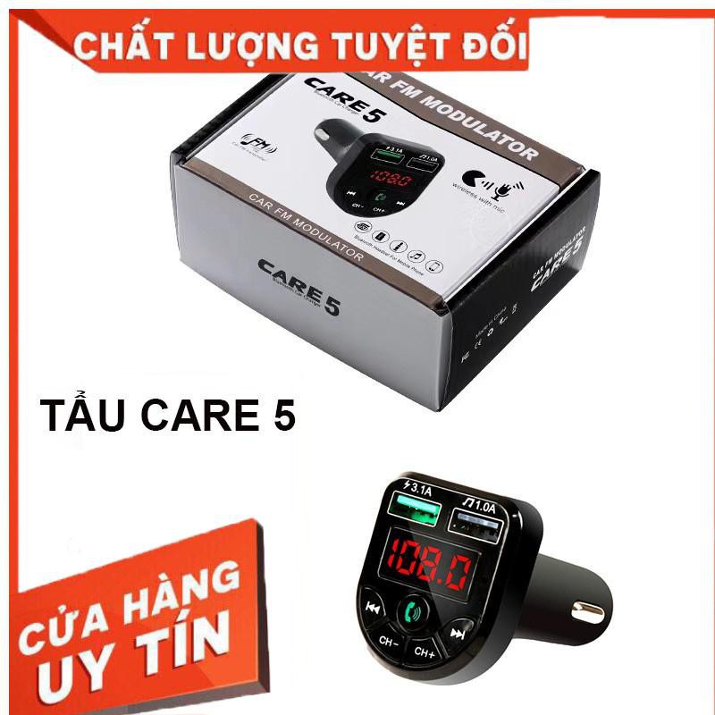 [Tẩu Sạc Nhanh] CARE5 Bluetooth 5.0 Tốc Độ Nhanh 3.1 Cho Xe Hơi -Kết nối đàm thoại - FM - USB - THẺ NHỚ