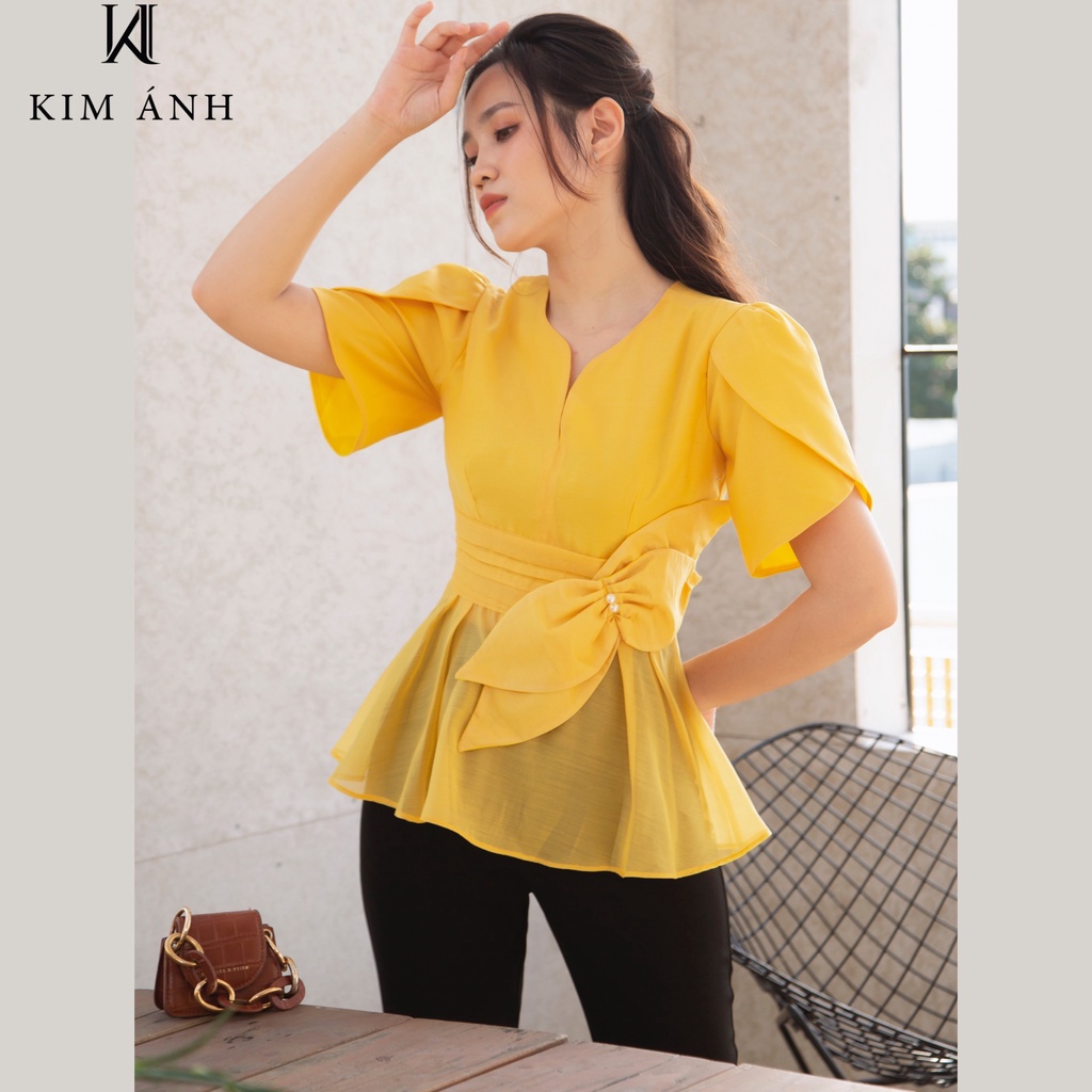 Áo Kiểu Thiết Kế Nữ Kim Ánh Woori Top Trẻ Trung, Thanh Lịch