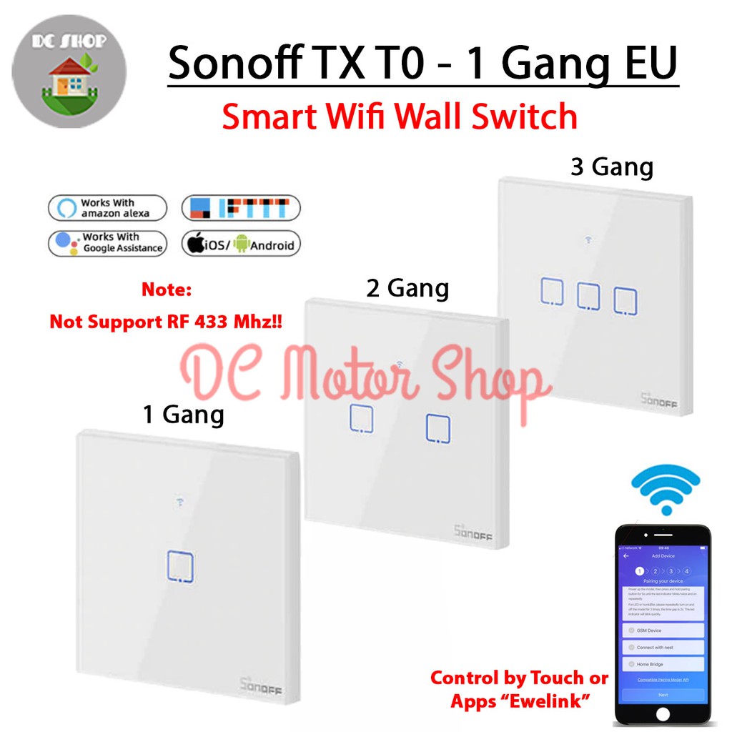 Công Tắc Cảm Ứng Thông Minh Sonoff Touch Tx T0 Eu 1gang / 1 Kênh