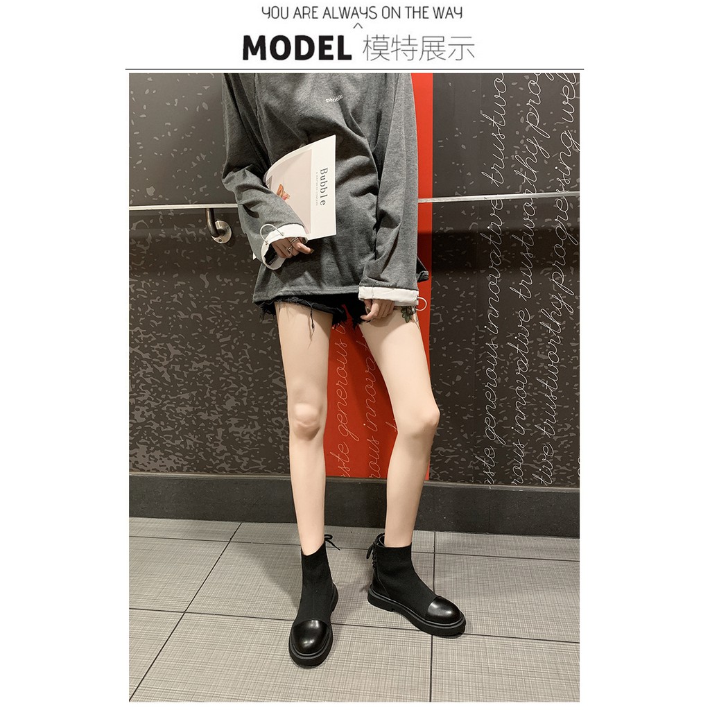 Boot Nữ Da phối Thun Ôm Chân Cá Tính Siêu chất MBS331 - Seun Shoes | BigBuy360 - bigbuy360.vn