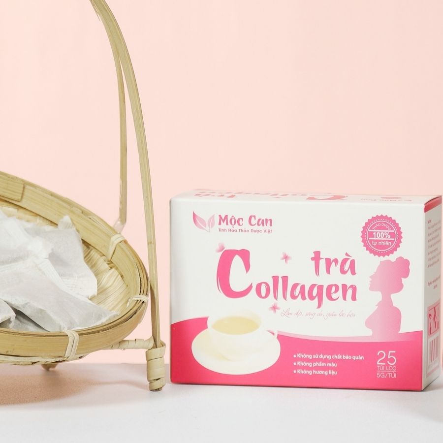 Trà Collagen Mộc Can 1 hộp 25 túi lọc bổ sung collagen dưỡng trắng da ngăn ngừa lão hoá da