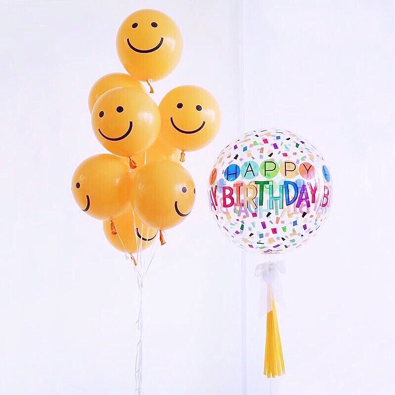 (Tặng kèm tua rua) Bóng 4D đa sắc in chữ Happy Birthday trang trí sinh nhật, decor