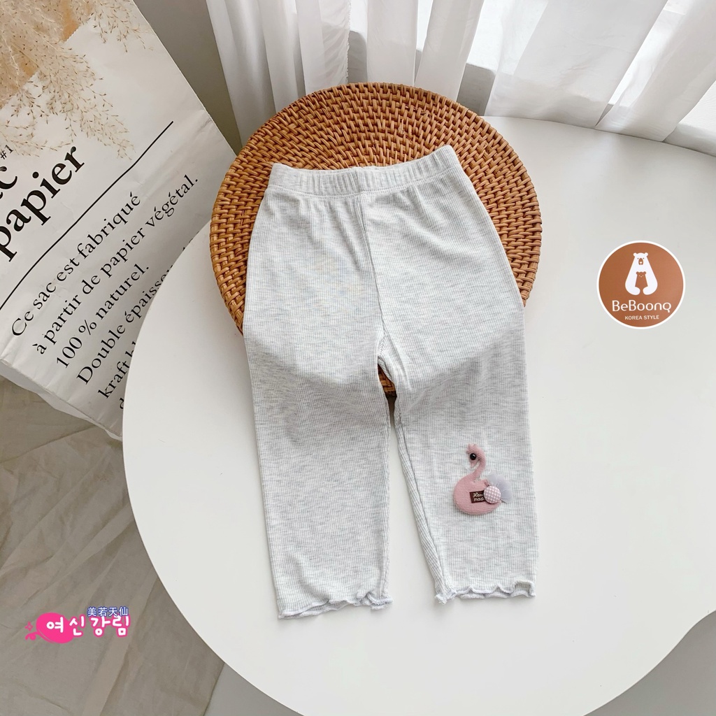 Quần legging dài cho bé gái, quần cotton thun gân dáng ôm dạng legging cho bé gái